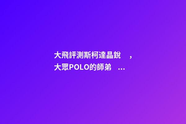 大飛評測斯柯達晶銳，大眾POLO的師弟，家用很穩(wěn)定